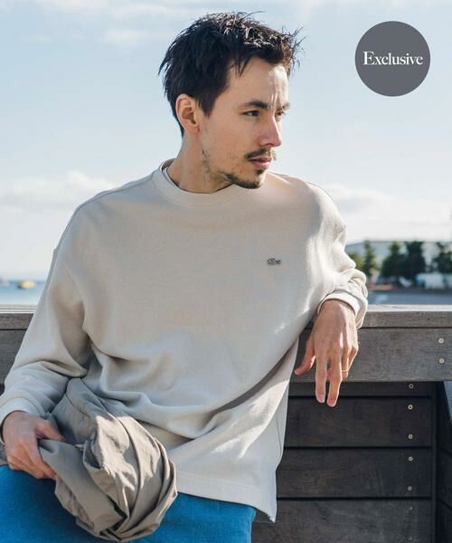 URBAN RESEARCH DOORS / アーバンリサーチ ドアーズ Tシャツ | 『別注』LACOSTE×DOORS thick pique crew long-sleeve(アイボリー)