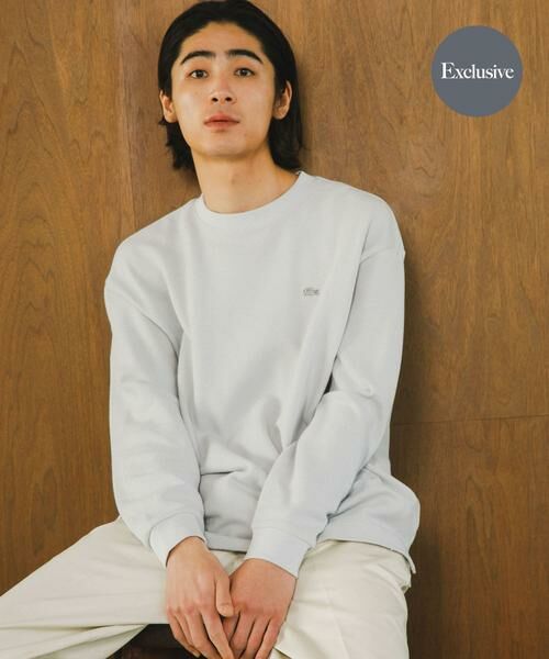 URBAN RESEARCH DOORS / アーバンリサーチ ドアーズ Tシャツ | 『別注』LACOSTE×DOORS thick pique crew long-sleeve(ライトグレー)