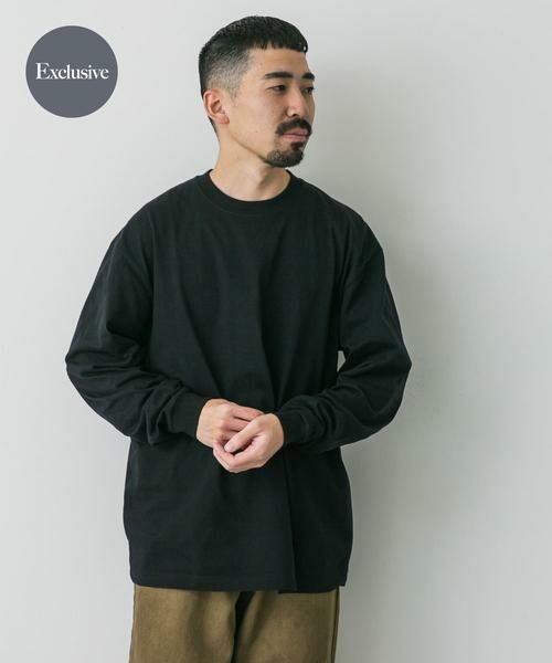 URBAN RESEARCH DOORS / アーバンリサーチ ドアーズ Tシャツ | 『別注』HANES×DOORS BEEFY-T DOORS FIT LONG-SLEEVE(ブラック)