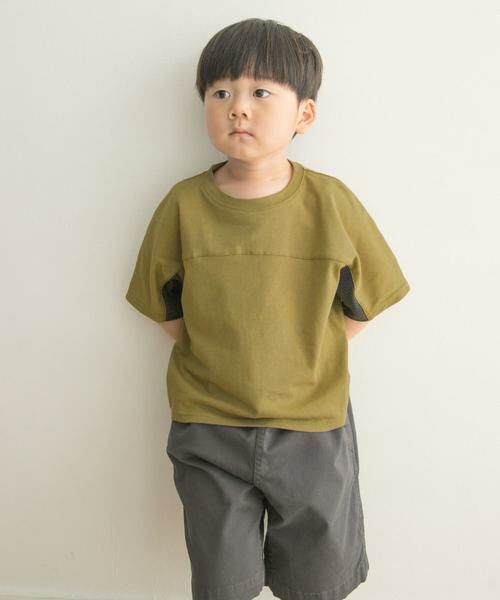 URBAN RESEARCH DOORS / アーバンリサーチ ドアーズ トップス | メッシュスウィッチングドルマンTシャツ(KIDS)(カーキ)