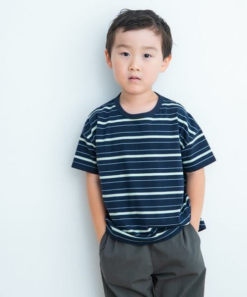 URBAN RESEARCH DOORS / アーバンリサーチ ドアーズ トップス | ランダムボーダールーズTシャツ(KIDS)(ネイビー)