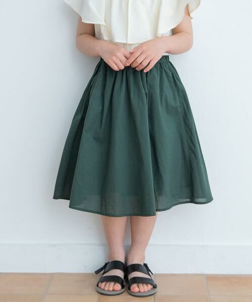 URBAN RESEARCH DOORS/アーバンリサーチ ドアーズ 『親子リンク』コットンローンギャザースカート(KIDS) グリーン 105 URBAN RESEARCH DOORS/アーバンリサーチ ドアーズ 『親子リンク』コットンローンギャザースカート(KIDS) グリーン 105