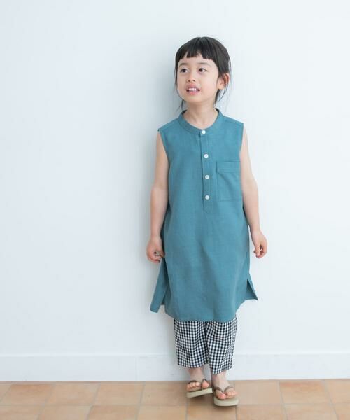 URBAN RESEARCH DOORS / アーバンリサーチ ドアーズ ワンピース | リネンレーヨンノースリーブワンピース(KIDS)(ブルー)