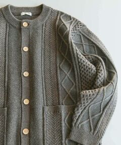 URBAN RESEARCH DOORS / アーバンリサーチ ドアーズ カーディガン・ボレロ | アラン編みクルーネックニットカーディガン