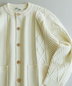 URBAN RESEARCH DOORS / アーバンリサーチ ドアーズ カーディガン・ボレロ | アラン編みクルーネックニットカーディガン