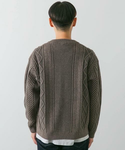 URBAN RESEARCH DOORS / アーバンリサーチ ドアーズ カーディガン・ボレロ | アラン編みクルーネックニットカーディガン | 詳細10