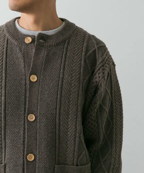 URBAN RESEARCH DOORS / アーバンリサーチ ドアーズ カーディガン・ボレロ | アラン編みクルーネックニットカーディガン | 詳細11