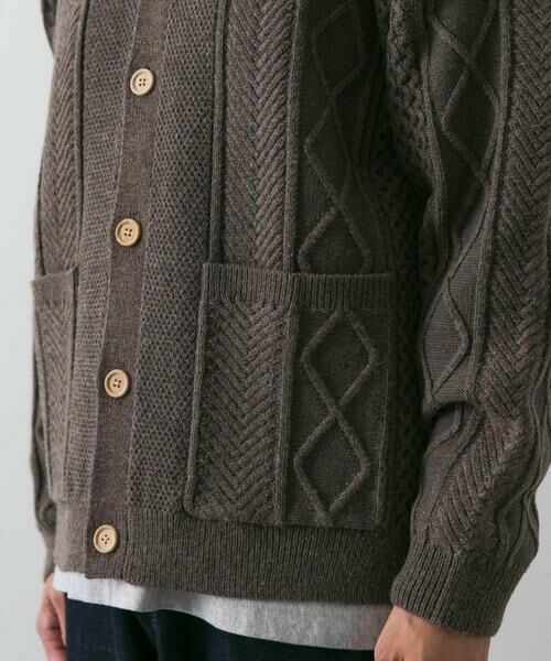 URBAN RESEARCH DOORS / アーバンリサーチ ドアーズ カーディガン・ボレロ | アラン編みクルーネックニットカーディガン | 詳細12