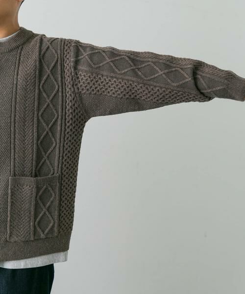 URBAN RESEARCH DOORS / アーバンリサーチ ドアーズ カーディガン・ボレロ | アラン編みクルーネックニットカーディガン | 詳細13