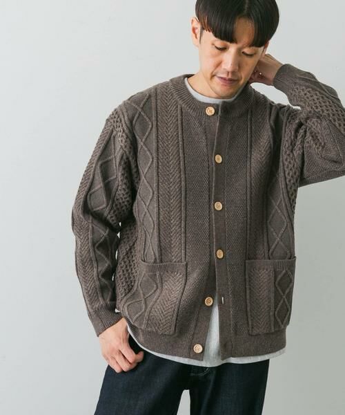 URBAN RESEARCH DOORS / アーバンリサーチ ドアーズ カーディガン・ボレロ | アラン編みクルーネックニットカーディガン | 詳細2