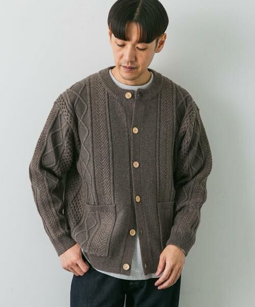 URBAN RESEARCH DOORS / アーバンリサーチ ドアーズ カーディガン・ボレロ | アラン編みクルーネックニットカーディガン | 詳細3