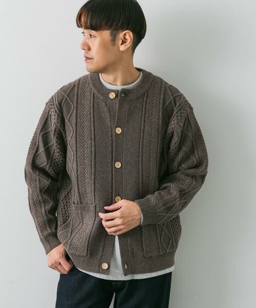 URBAN RESEARCH DOORS / アーバンリサーチ ドアーズ カーディガン・ボレロ | アラン編みクルーネックニットカーディガン | 詳細4