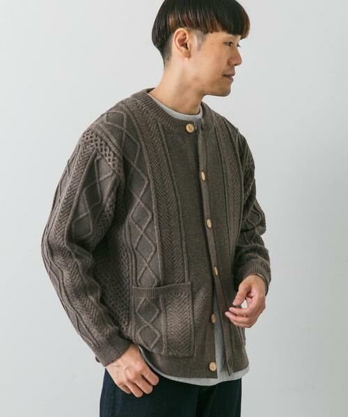 URBAN RESEARCH DOORS / アーバンリサーチ ドアーズ カーディガン・ボレロ | アラン編みクルーネックニットカーディガン | 詳細5