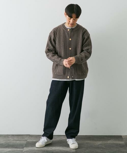 URBAN RESEARCH DOORS / アーバンリサーチ ドアーズ カーディガン・ボレロ | アラン編みクルーネックニットカーディガン | 詳細6