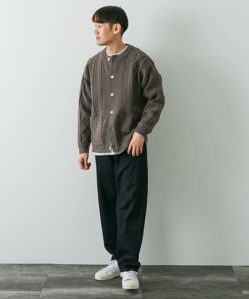 URBAN RESEARCH DOORS / アーバンリサーチ ドアーズ カーディガン・ボレロ | アラン編みクルーネックニットカーディガン | 詳細7