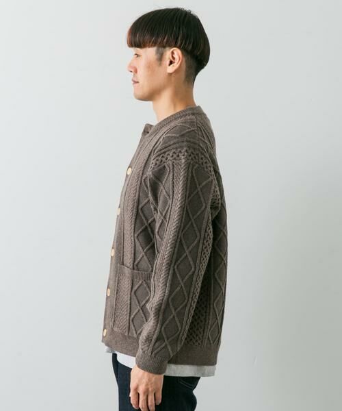 URBAN RESEARCH DOORS / アーバンリサーチ ドアーズ カーディガン・ボレロ | アラン編みクルーネックニットカーディガン | 詳細9