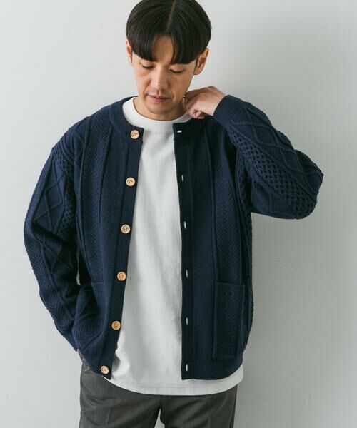 URBAN RESEARCH DOORS / アーバンリサーチ ドアーズ カーディガン・ボレロ | アラン編みクルーネックニットカーディガン | 詳細19