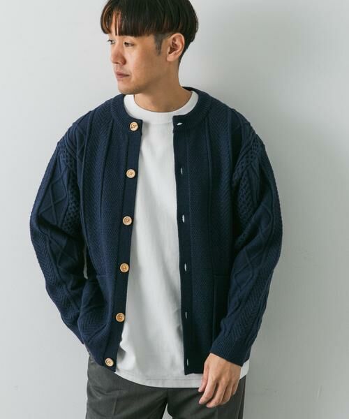 URBAN RESEARCH DOORS / アーバンリサーチ ドアーズ カーディガン・ボレロ | アラン編みクルーネックニットカーディガン | 詳細20
