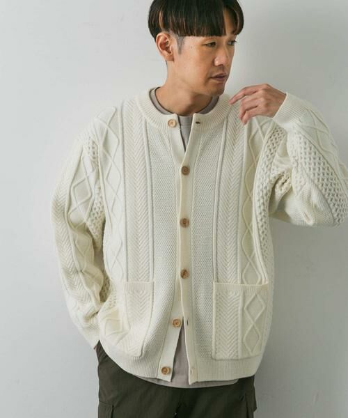 URBAN RESEARCH DOORS / アーバンリサーチ ドアーズ カーディガン・ボレロ | アラン編みクルーネックニットカーディガン | 詳細26