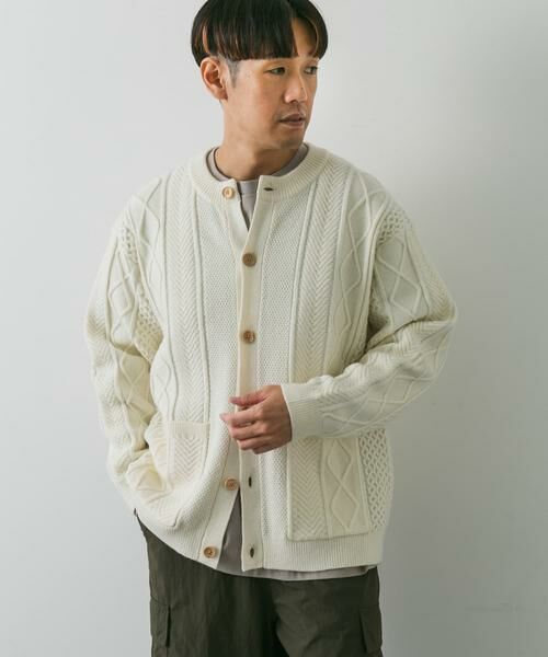 URBAN RESEARCH DOORS / アーバンリサーチ ドアーズ カーディガン・ボレロ | アラン編みクルーネックニットカーディガン | 詳細27