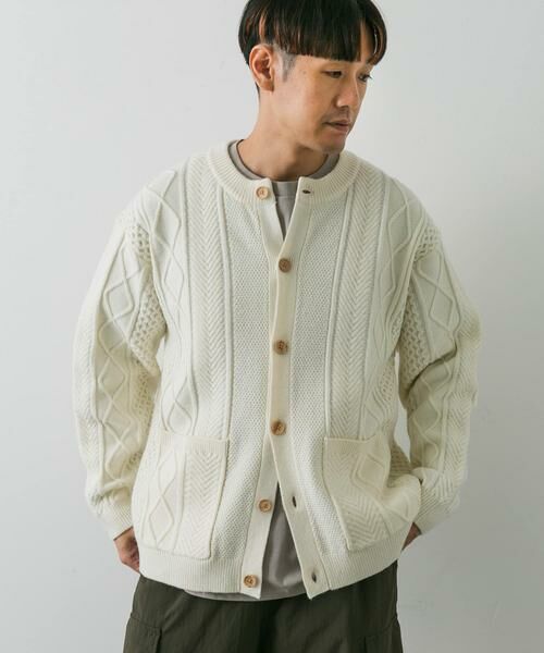 URBAN RESEARCH DOORS / アーバンリサーチ ドアーズ カーディガン・ボレロ | アラン編みクルーネックニットカーディガン | 詳細28