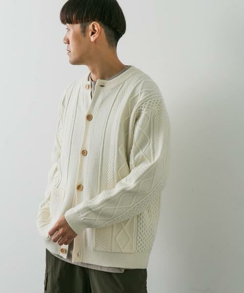 URBAN RESEARCH DOORS / アーバンリサーチ ドアーズ カーディガン・ボレロ | アラン編みクルーネックニットカーディガン | 詳細29