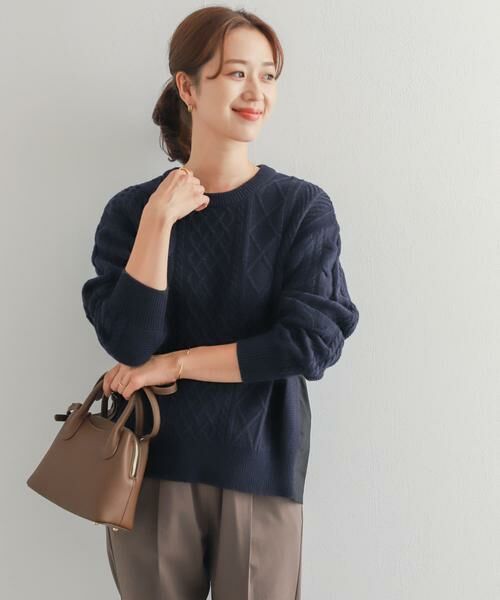 URBAN RESEARCH DOORS / アーバンリサーチ ドアーズ ニット・セーター | アラン柄バックシャツプルオーバー | 詳細1