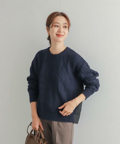 URBAN RESEARCH DOORS / アーバンリサーチ ドアーズ ニット・セーター | アラン柄バックシャツプルオーバー | 詳細7