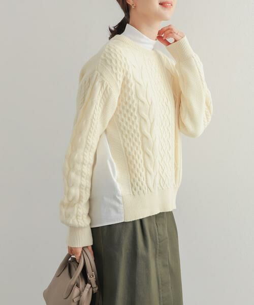 URBAN RESEARCH DOORS / アーバンリサーチ ドアーズ ニット・セーター | アラン柄バックシャツプルオーバー | 詳細15