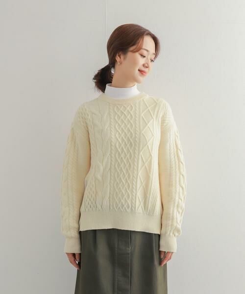 URBAN RESEARCH DOORS / アーバンリサーチ ドアーズ ニット・セーター | アラン柄バックシャツプルオーバー | 詳細25