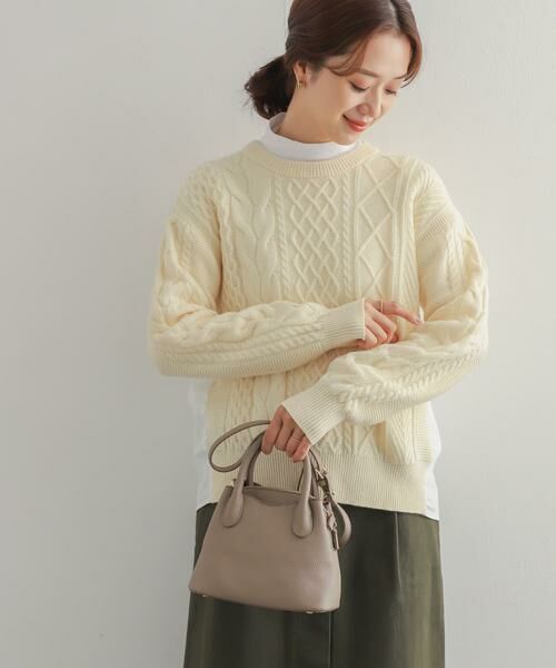 URBAN RESEARCH DOORS / アーバンリサーチ ドアーズ ニット・セーター | アラン柄バックシャツプルオーバー | 詳細18