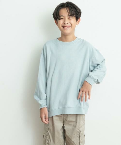 URBAN RESEARCH DOORS / アーバンリサーチ ドアーズ トップス | 裏毛クルーネック切替スウェット(KIDS)(ブルー系その他)