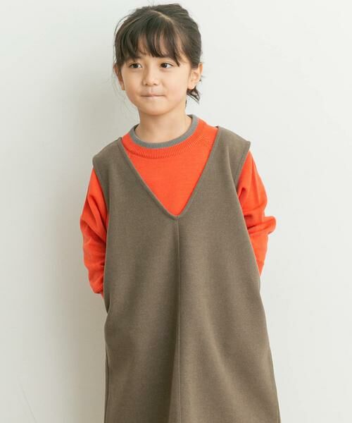 URBAN RESEARCH DOORS/アーバンリサーチ ドアーズ ウーステッドヤーン配色ニット(KIDS) オレンジ 105 URBAN RESEARCH DOORS/アーバンリサーチ ドアーズ ウーステッドヤーン配色ニット(KIDS) オレンジ 105
