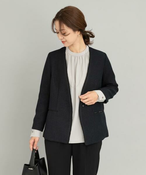 URBAN RESEARCH DOORS / アーバンリサーチ ドアーズ テーラードジャケット | ツイードVネックロングジャケット | 詳細2