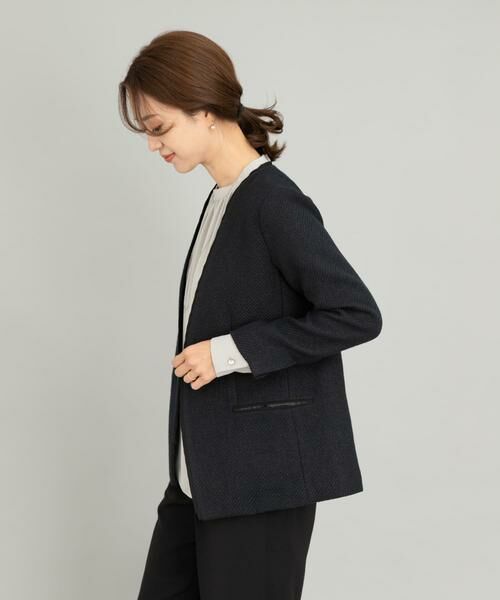 URBAN RESEARCH DOORS / アーバンリサーチ ドアーズ テーラードジャケット | ツイードVネックロングジャケット | 詳細3