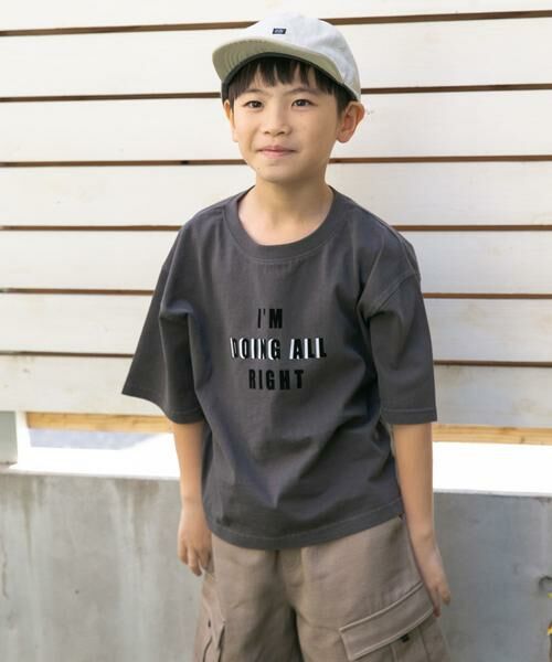 URBAN RESEARCH DOORS / アーバンリサーチ ドアーズ トップス | 製品染めフロッキープリントロゴTシャツ(KIDS) | 詳細2