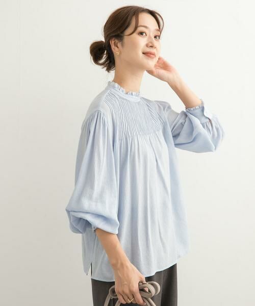 URBAN RESEARCH DOORS / アーバンリサーチ ドアーズ シャツ・ブラウス | ピンタックフリルスタンドカラーブラウス | 詳細1