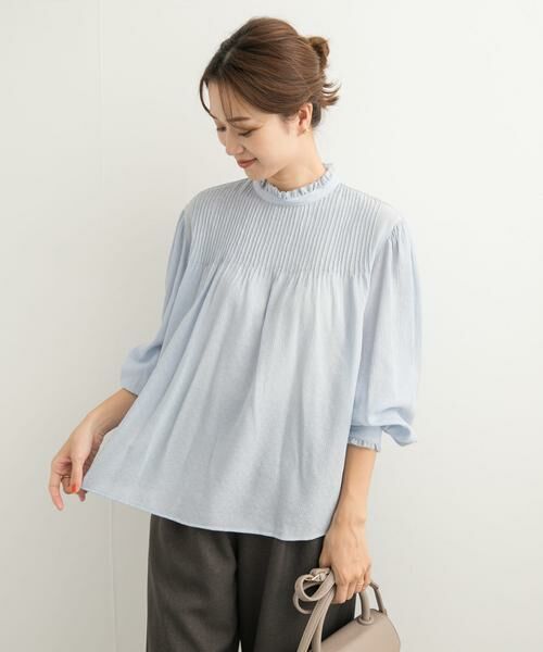 URBAN RESEARCH DOORS / アーバンリサーチ ドアーズ シャツ・ブラウス | ピンタックフリルスタンドカラーブラウス | 詳細2