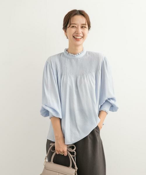 URBAN RESEARCH DOORS / アーバンリサーチ ドアーズ シャツ・ブラウス | ピンタックフリルスタンドカラーブラウス | 詳細3