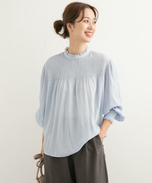 URBAN RESEARCH DOORS / アーバンリサーチ ドアーズ シャツ・ブラウス | ピンタックフリルスタンドカラーブラウス | 詳細4