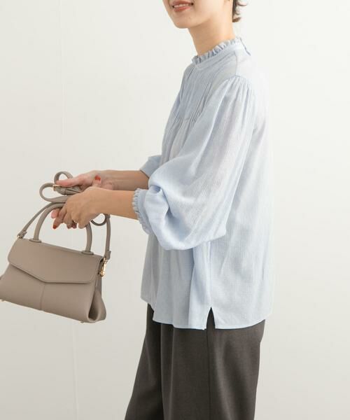 URBAN RESEARCH DOORS / アーバンリサーチ ドアーズ シャツ・ブラウス | ピンタックフリルスタンドカラーブラウス | 詳細5