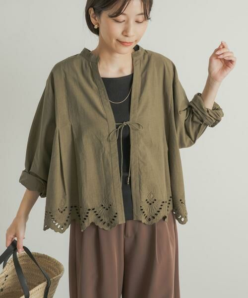 URBAN RESEARCH DOORS / アーバンリサーチ ドアーズ カーディガン・ボレロ | レース刺繍Vネックカーディガン | 詳細2