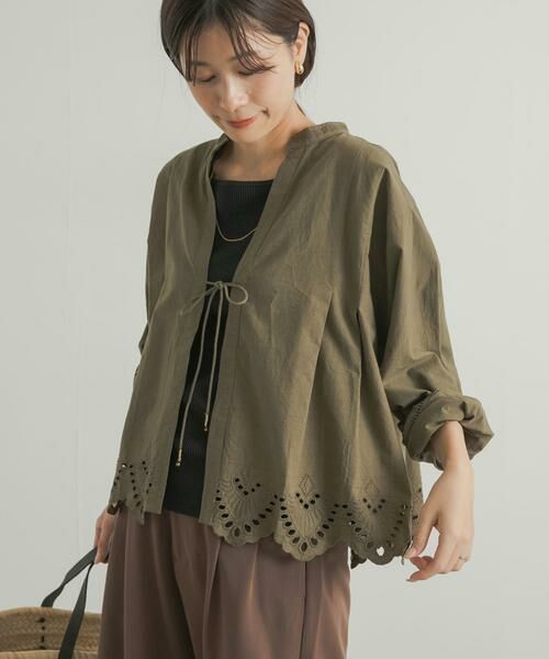 URBAN RESEARCH DOORS / アーバンリサーチ ドアーズ カーディガン・ボレロ | レース刺繍Vネックカーディガン | 詳細4