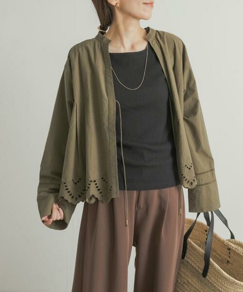 URBAN RESEARCH DOORS / アーバンリサーチ ドアーズ カーディガン・ボレロ | レース刺繍Vネックカーディガン | 詳細8
