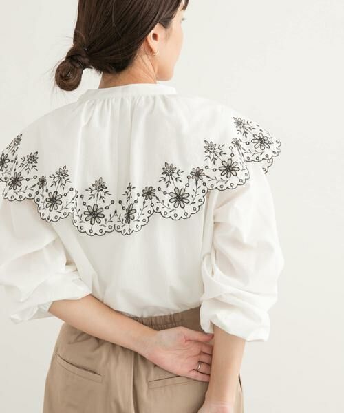 URBAN RESEARCH DOORS / アーバンリサーチ ドアーズ シャツ・ブラウス | レース刺繍ラッフルブラウス | 詳細1