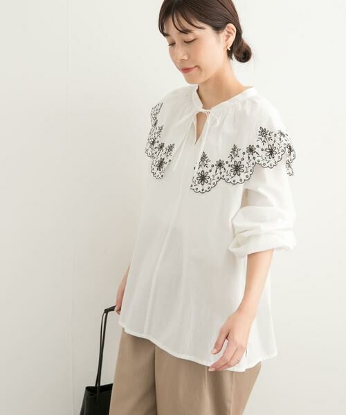 URBAN RESEARCH DOORS / アーバンリサーチ ドアーズ シャツ・ブラウス | レース刺繍ラッフルブラウス | 詳細10