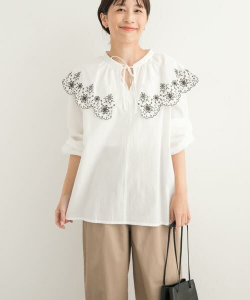 URBAN RESEARCH DOORS / アーバンリサーチ ドアーズ シャツ・ブラウス | レース刺繍ラッフルブラウス | 詳細9