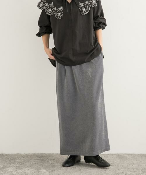 URBAN RESEARCH DOORS/アーバンリサーチ ドアーズ ラメカットストレートスカート グレー M