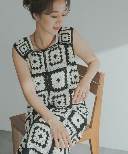 URBAN RESEARCH DOORS / アーバンリサーチ ドアーズ ワンピース | パッチワーククロシェニットワンピース | 詳細4