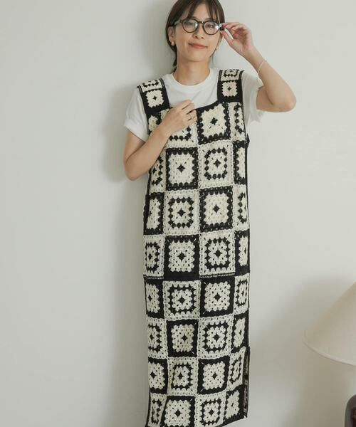 URBAN RESEARCH DOORS / アーバンリサーチ ドアーズ ワンピース | パッチワーククロシェニットワンピース | 詳細6